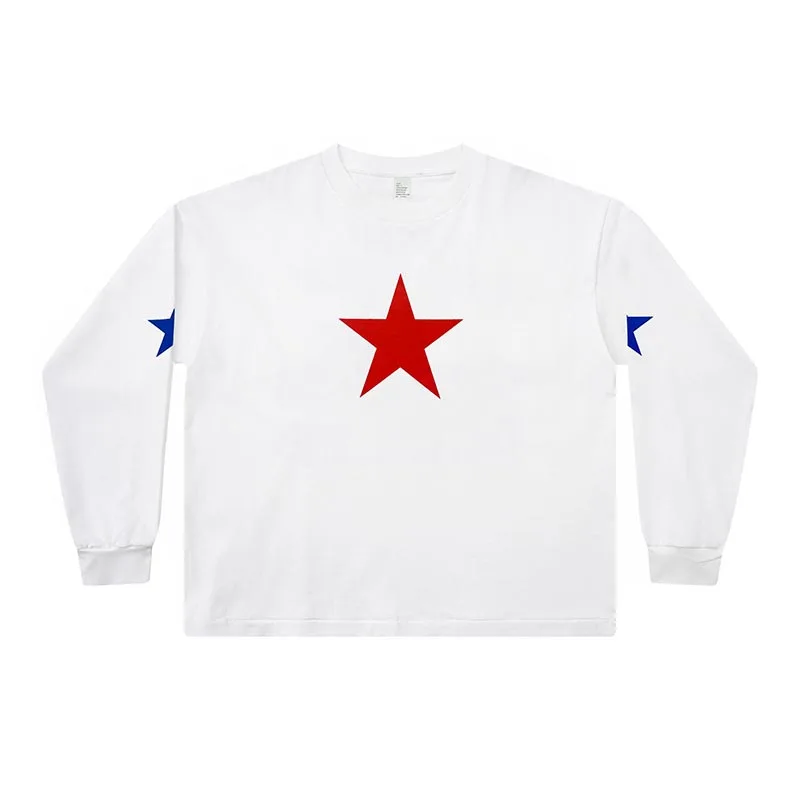 Street Men Women 26SS European American Style Kanye West Long Sleeve Fall Round Neck Oversized T-Shirt Vintage Hip Hop Top