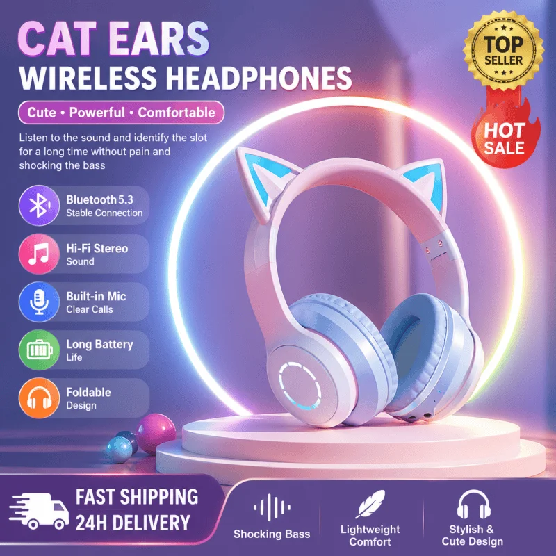 Neuer Bestseller RGB Kopfhörer – Cat Ear Bluetooth Headset Led Bewertung und Preis