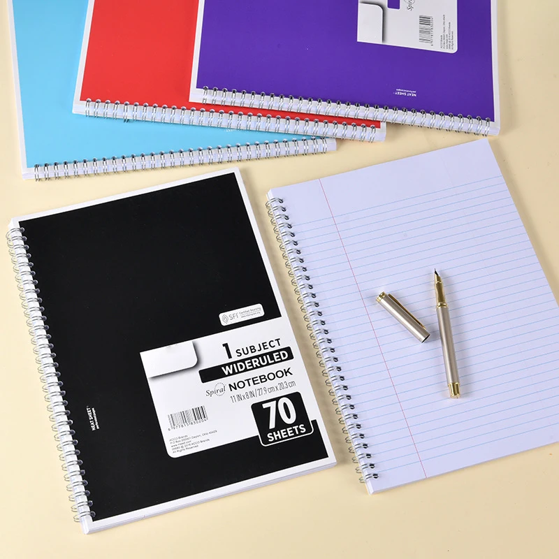 1pc Spiral Notebook 70 Sheets Wide Ruled Paper 11×8 Inch Coil Notebook for School Office Student Writing Journal