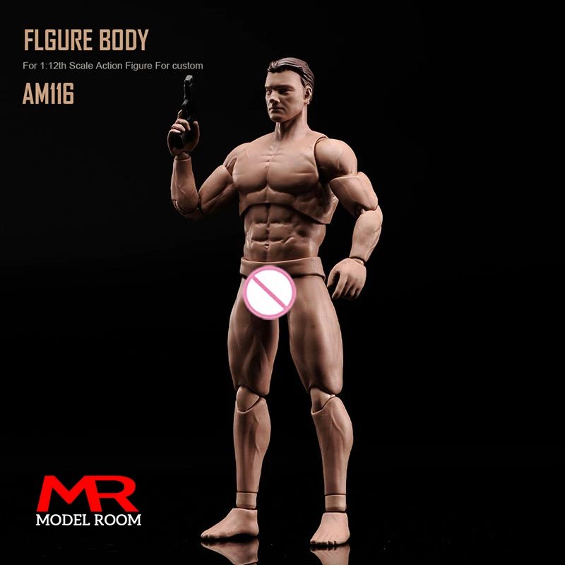 ألعاب النمل AM116 1/12 مقياس ذكر جسم مشترك فائق المرونة مع رأس 6 بوصة شخصية عمل عضلية لجندي الذكور