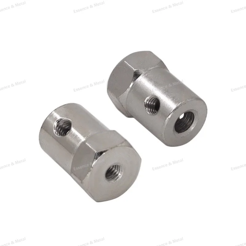 10PCS Iron Hexagonal Connector 2/3/3.17/4/5/6/7/8mm Hexagonal Coupling Electroplated Hard Tire Connector Suitable for Auto Parts