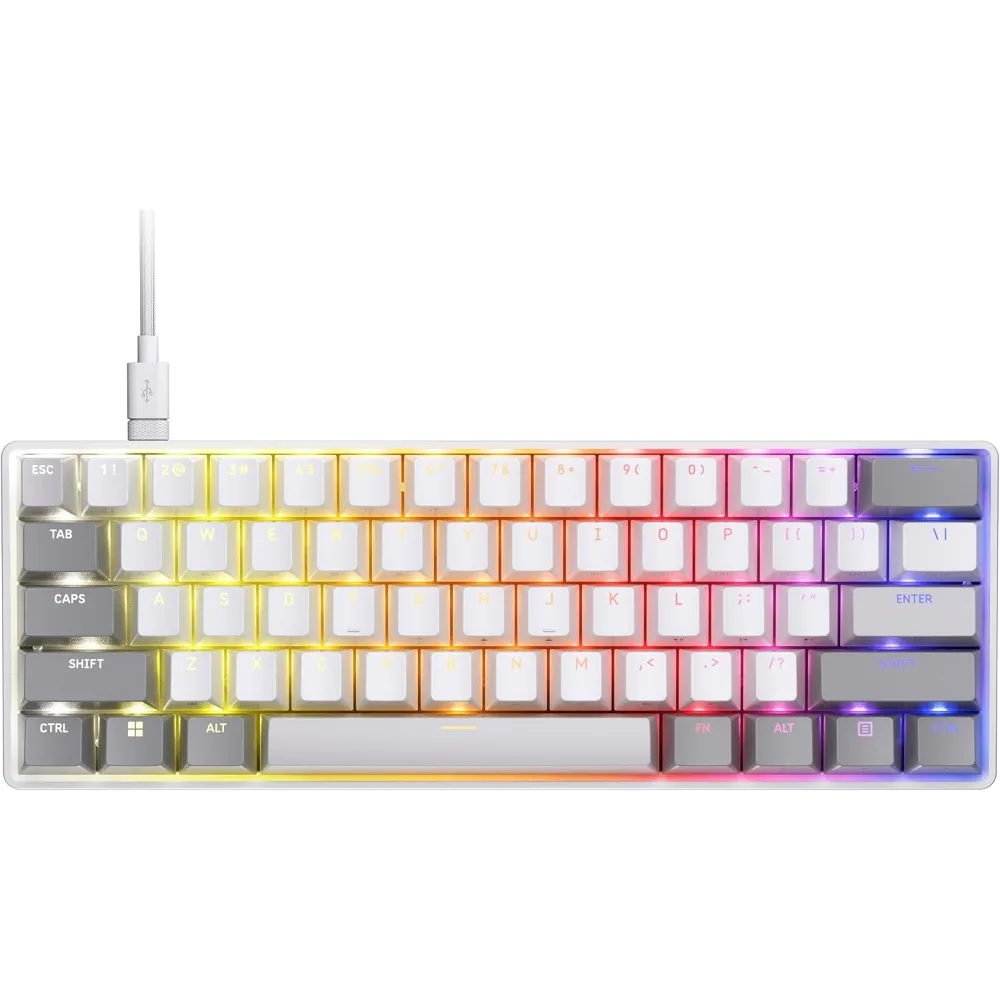 60% Hall Effect Keyboard - Rapid Trigger, 8000Hz, Adjustable Actuation, IP57, PBT Caps, Wired, RGB, US Layout PC/Mac - White