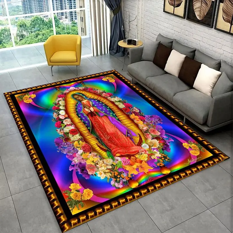 Virgin Mary Christian Faith Large Area Rug Non-slip Durable Carpet for Bedroom Living Room Sofa Doormat Home Decor Floor Mat