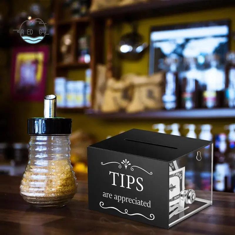 AED6-Tip Potten Voor Geld 6X4X5 Inch Tip Verzameldoos Met Slot Donatie Suggestie Doos Voor tip Opslag Raffling Box