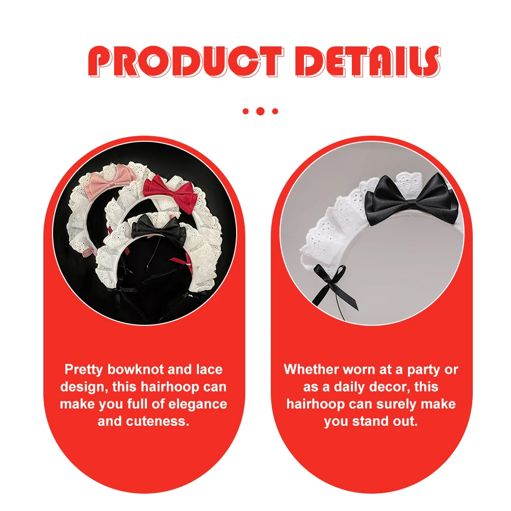 

2 pcs Hair Hoops Party Bowknot Headwear Lace Hairhoop Women Cosplay Headdress Lightweight Cloth Material Festival Wedding