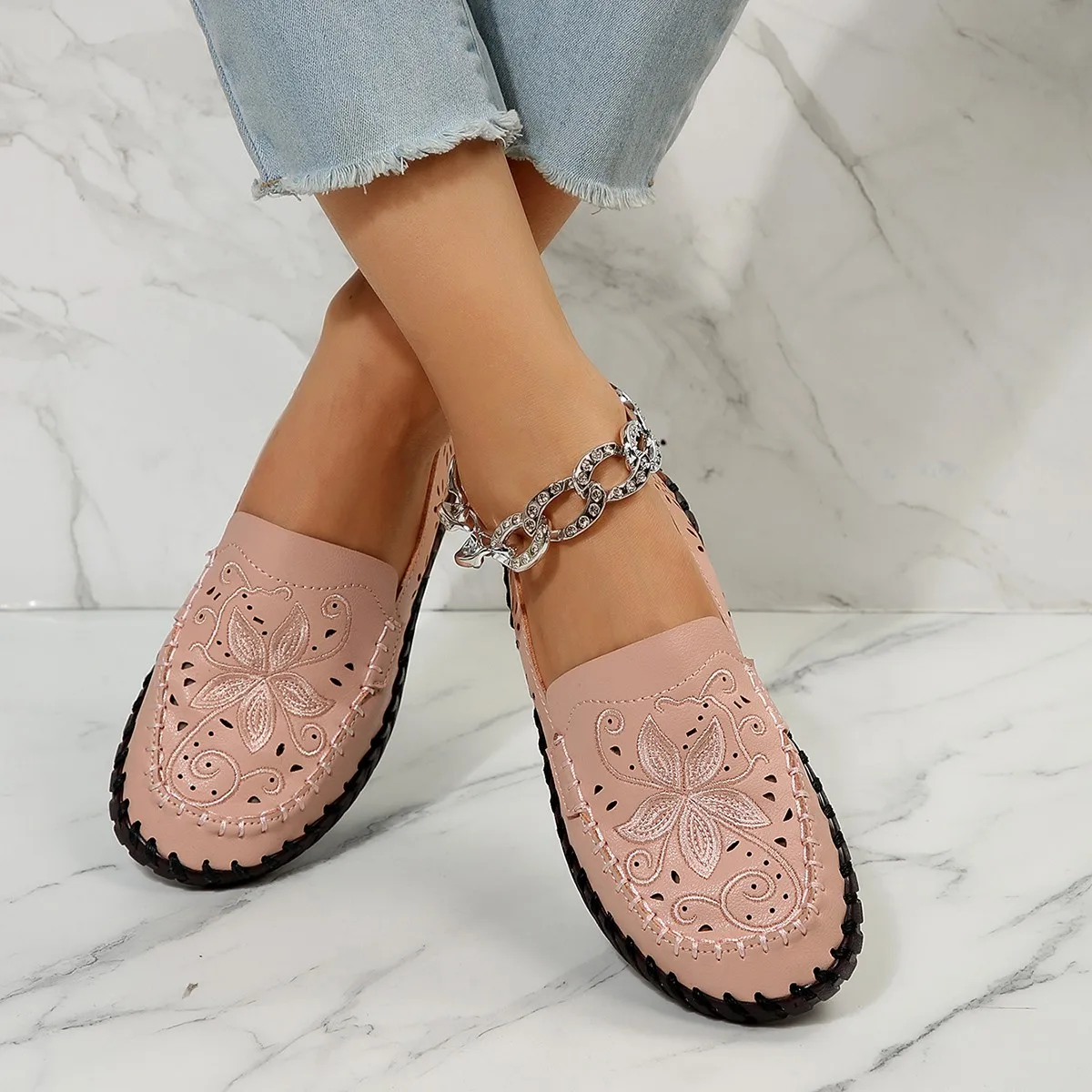 Print Breathable Loafers Women Flats Platform Shoes 2024 Summer Fahsion Shallow Walking Shoes Retro Comfort Zapatos Para Mujer