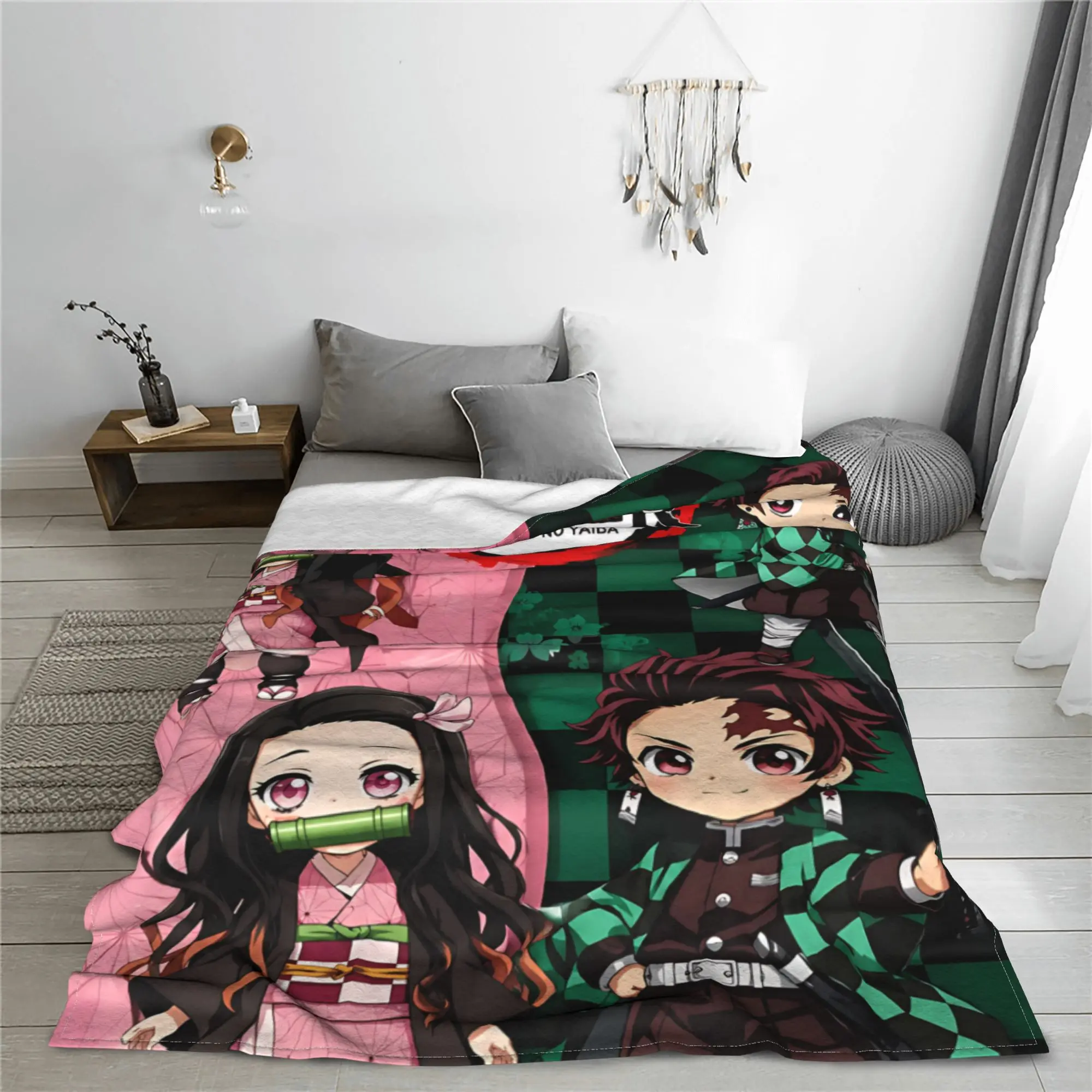 1PC Demon Slayers Blanket Throw Blanket  Novelty Warm Blanket All Season Home Gift