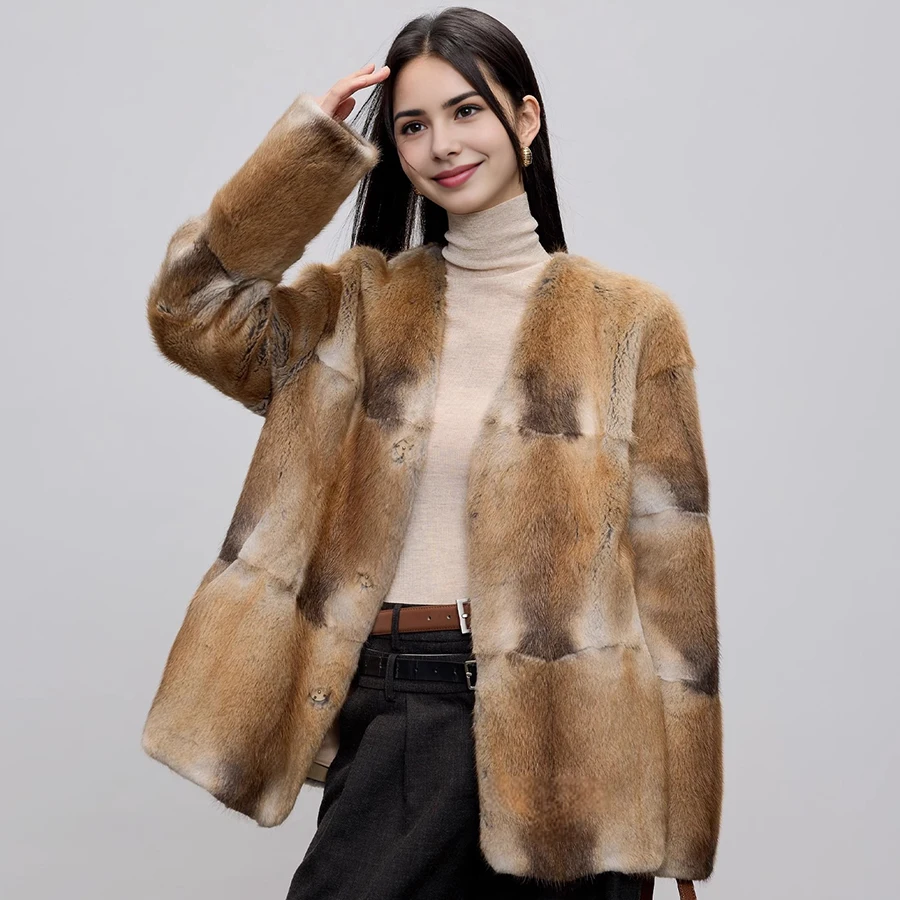 Natural Muskrat Fur Winter Women Fur Coat Women Luxury Real Fur Warm Winter Jackets