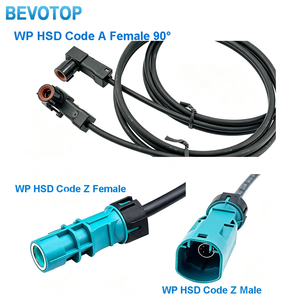 1PCS Waterproof HSD LVDS Video Line Water Blue Z Female to Black A Female Right Angle 90° Jack 4-Core 535 HSD Cable Wire Harness