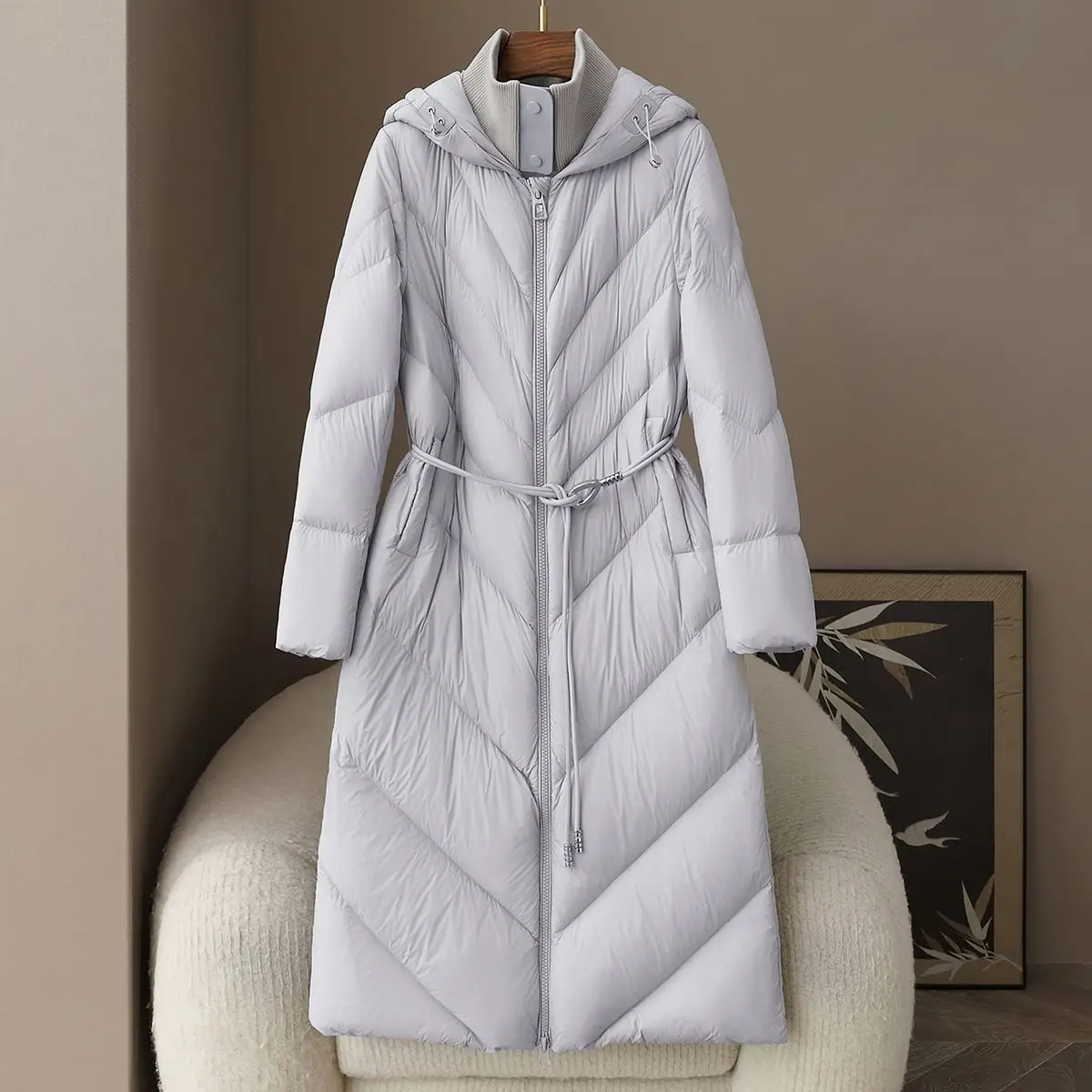 2025 겨울 신상 여성 다운 자켓 출퇴근 방풍 후드 슬리밍 구스 다운 코트