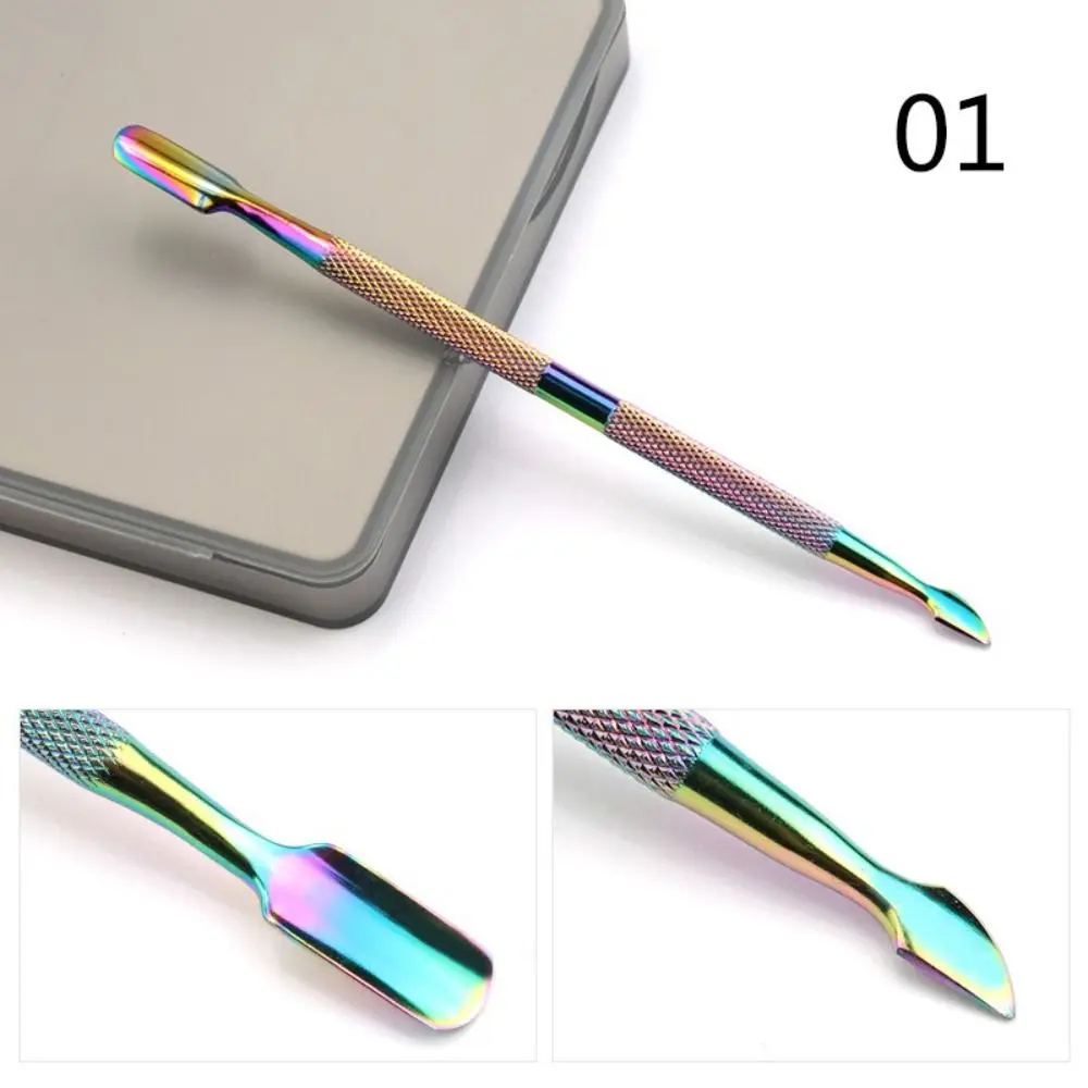 Stainless Steel Cuticle Pusher Double-Sided Double-Ended Gel Nail Polish Remover Multicolor Triangle Scraper Nail Art Tool