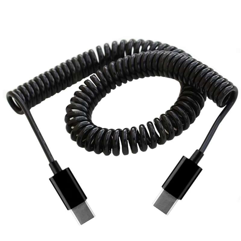 Reliable Coiled USB C to USB C Cable, for Computer, Phone, Tablet, and More Dropshipping