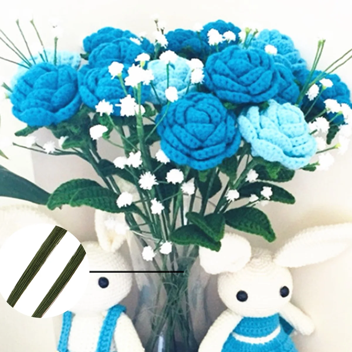 1 مجموعة 1 مجموعة Diy بها بنفسك زهرة المواد طقم أدوات قوي لمط الأزهار الشريط الملونة سلك الجذعية اكسسوارات ل باقة التفاف الزفاف #6