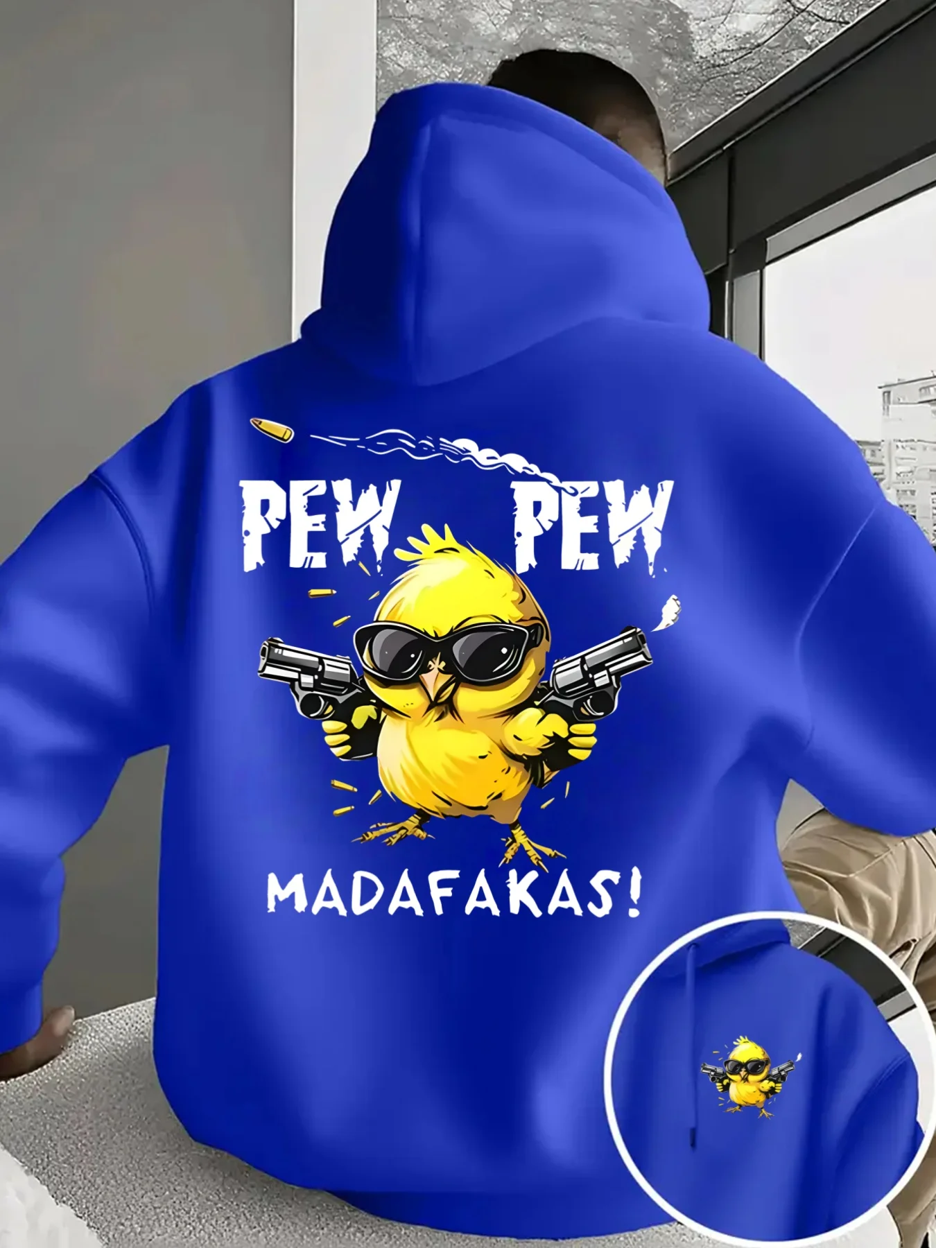 Mens Trendy Hooded Pullover Fun Animal Character Bullet Splat Artwork Print Popular Street Style Hoodie Autumn winter Daily Wear