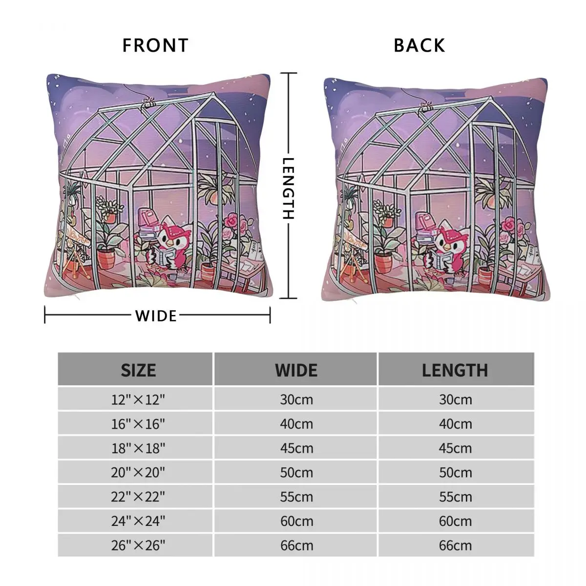 Greenhouse Square Pillowcase Pillow Cover Polyester Cushion Decor Comfort Throw Pillow for Home Sofa