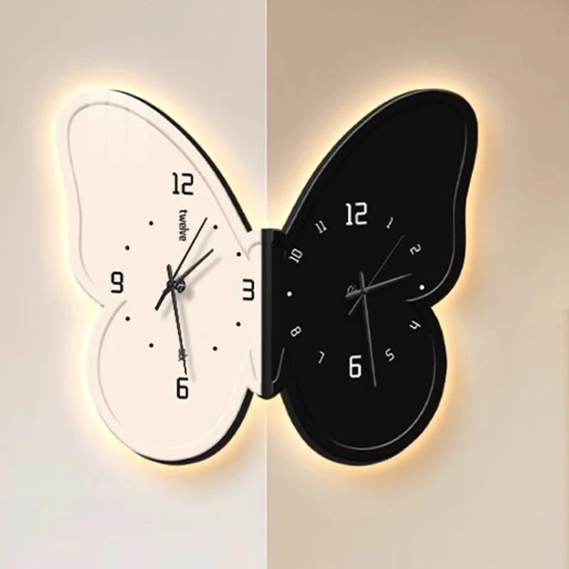 Luminous Wall Clocks Modern Elegant Living Room Corner Clock Nordic Interior Creative Wall Watch Stylish Clocks Noiseless