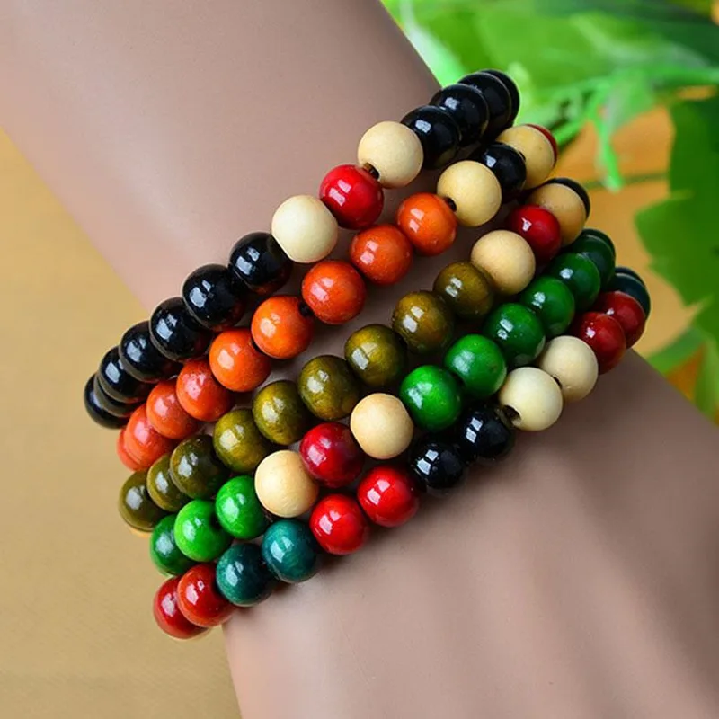Hot Sale Fashion Ethnic Style Series Of New Color Wooden Bead Stretch Bracelet Lap Small Beads Jewelry Special Wholesale