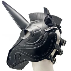 Horsehead mask Punk PU mask Halloween holiday party stage performance headgear
