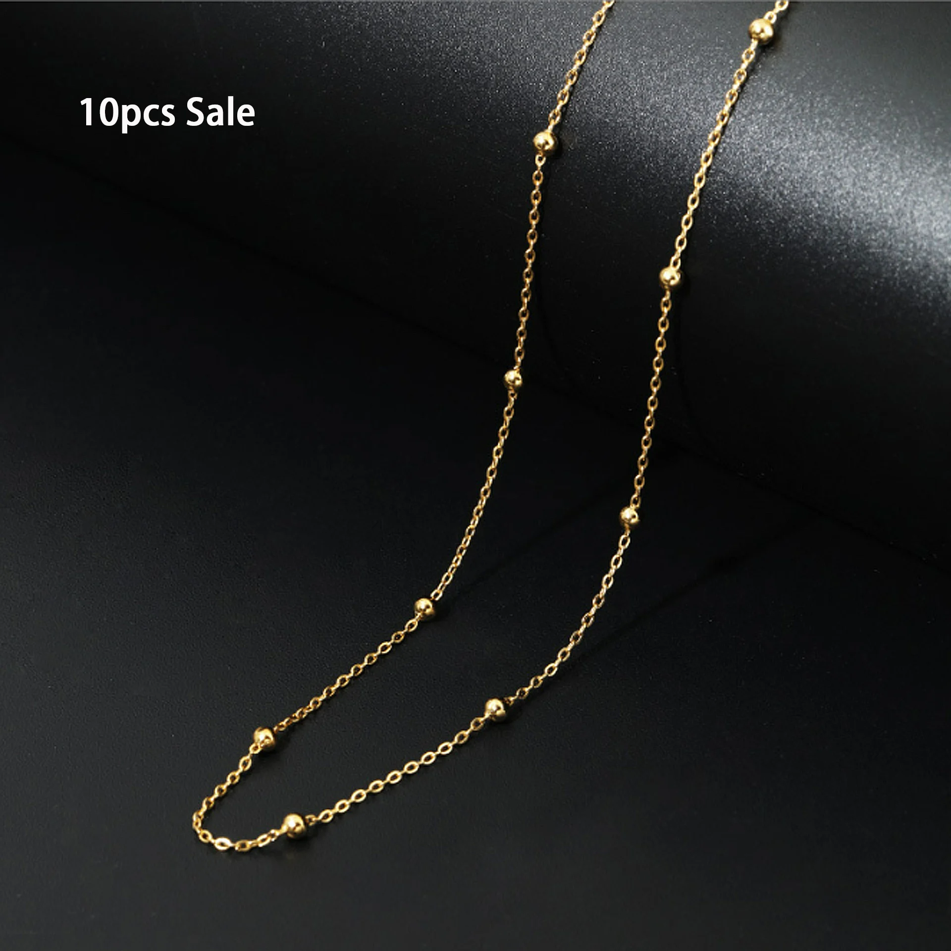 

10pcs/lot Hyposensitivity 316L Stainless Steel Gold Color O-Chains Necklace For Women Waterproof Colliers Accessory Jewelry