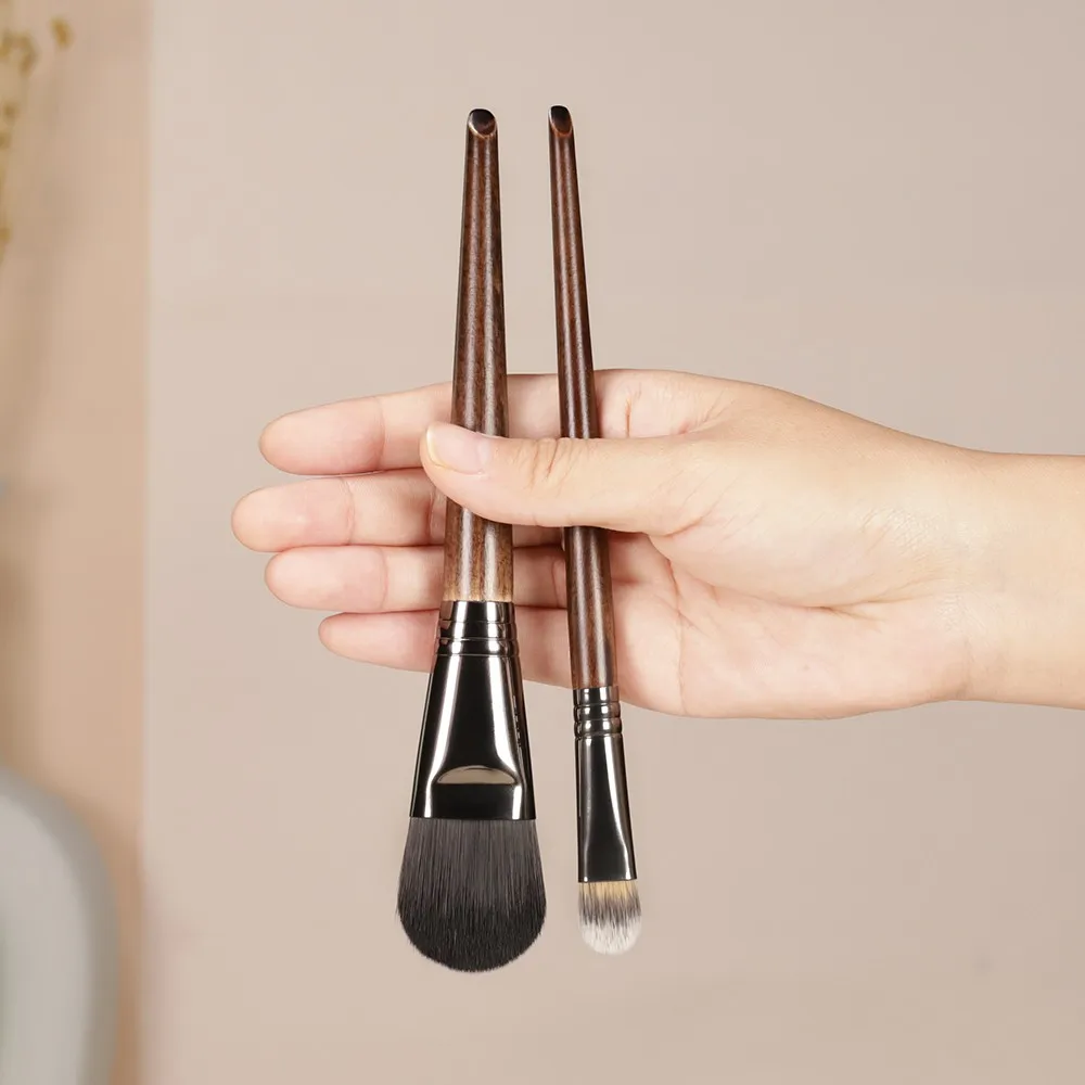 OVW 2pcs  Makeup Brush Set Cosmetic Synthetic Hair  Wood Handle Foundation Brush Concealer Beauty Tools