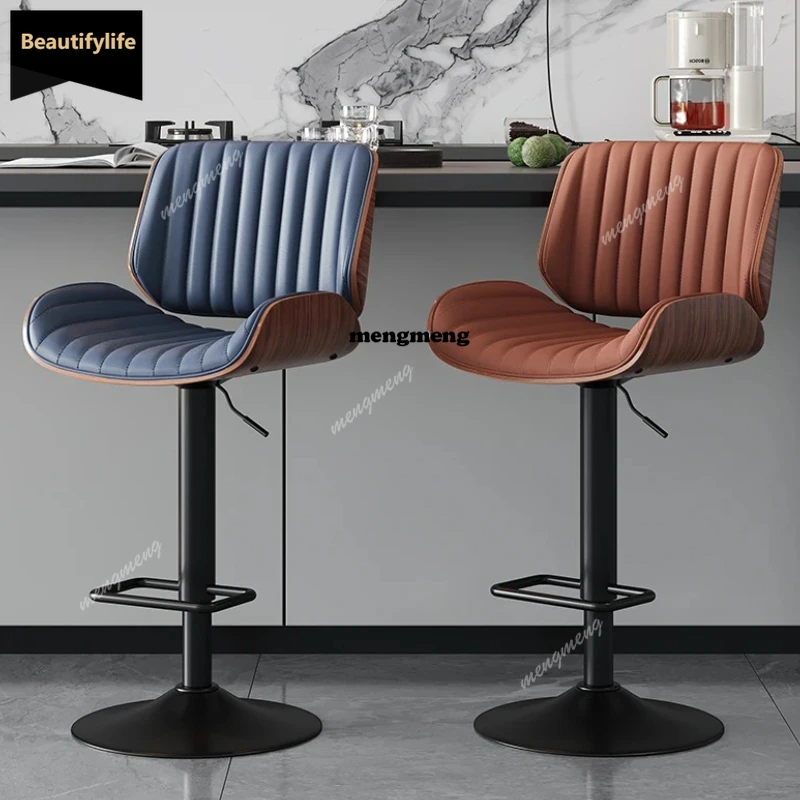

Black Adjustable Bar Stools Swivel Commercial Elegant Modern Bar Stools Ergonomic Solid Wood Taburetes Para Barra Furniture D80