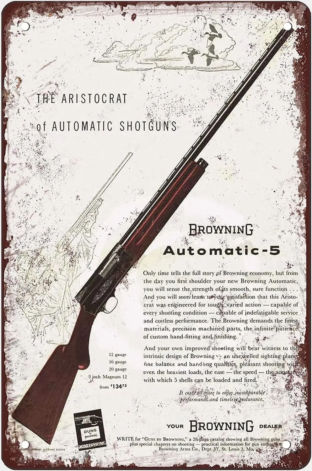 1p,1958 Automatic 5 Shotgun Posters Retro Tin Sign Metal Signs For Home Bathroom Kitchen Garden Decor Garage Yard Sign Coffee Wa