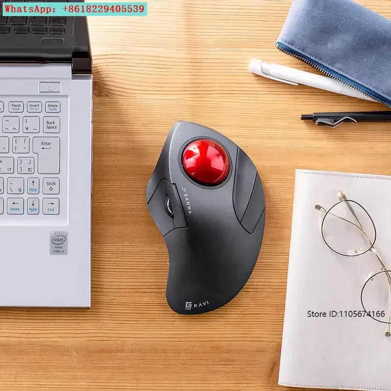 Wireless mouse 3D drawing design CAD modeling 44mm trackball Bluetooth mute button