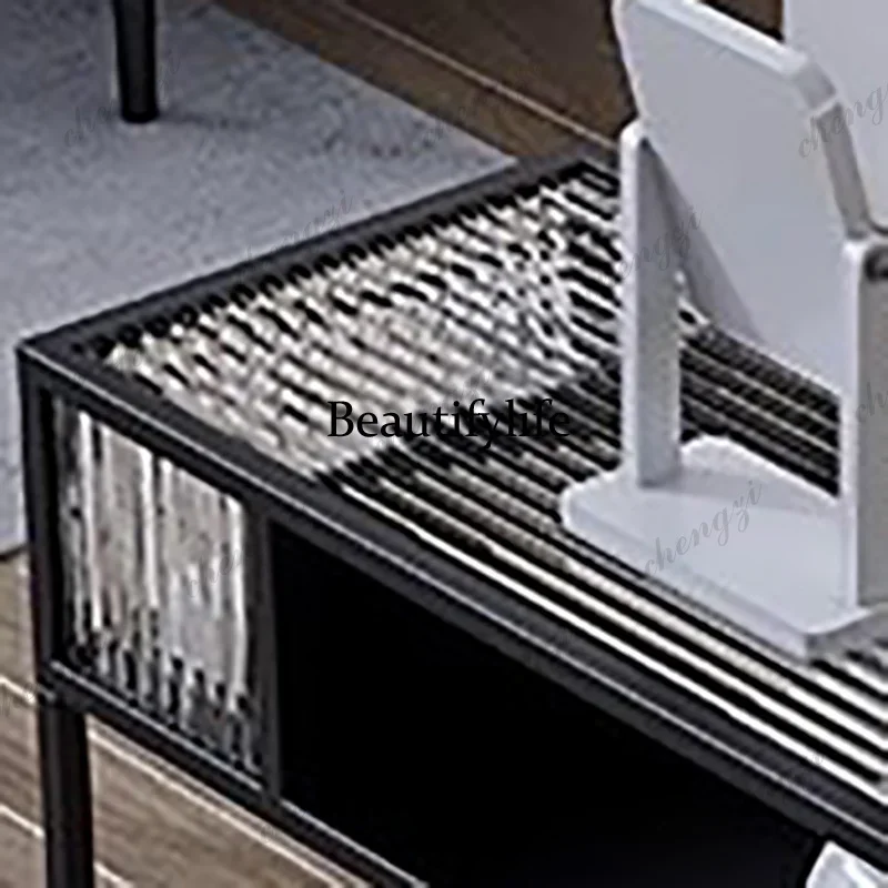 

E182 Equipment Design Nail Table Professionals Glass Beauty Reception Nail Table Luxury Service Scrivania Per Unghie Trendy Fur