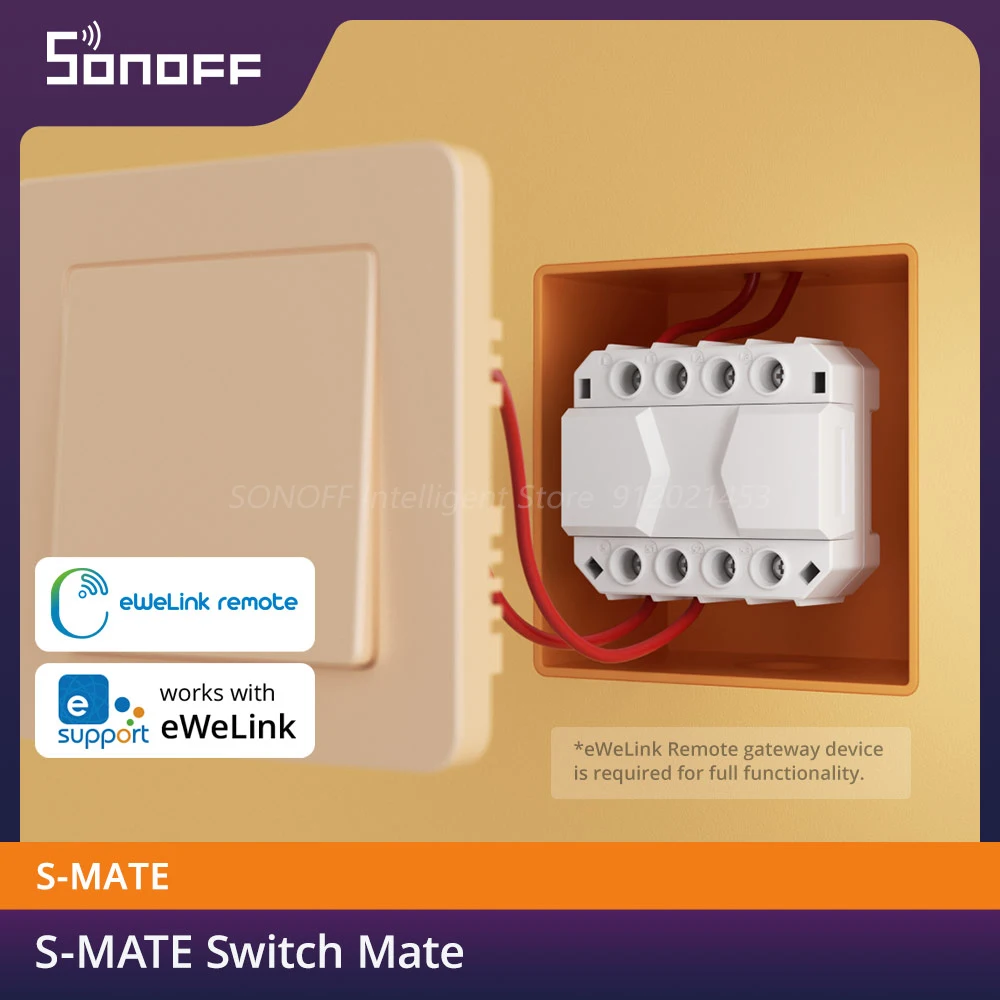

SONOFF S-MATE Switch Mate eWeLink-Remote Control Smart Scene Switch Controller Work with MINIR4, DUALR3/DUALR3 Lite, M5 Switch