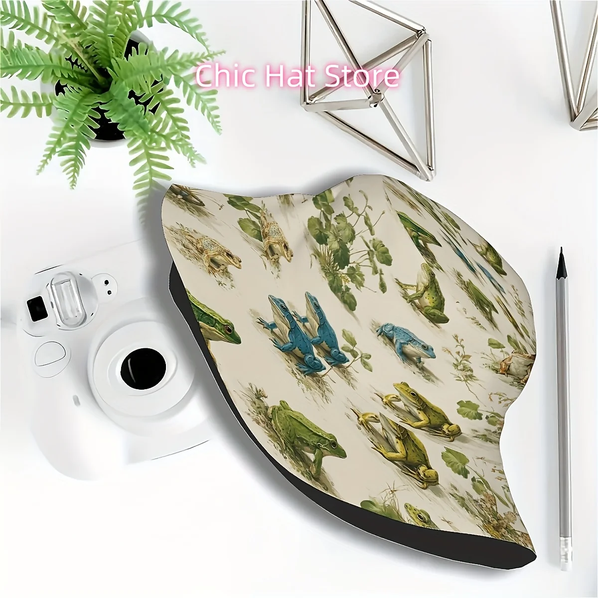 ()1pcs Interesting frog pattern (3) Printed fisherman hat suitable for both men and women, stylish sun hat with fun personality,