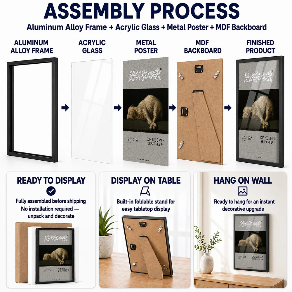 OG Keemo Berserker+ Album Cover Metal Poster With Aluminum Alloy Frame Personalized Recording Tribute Wall Art For Music Room