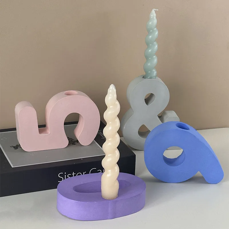 DIY Epoxy Resin Candle Holder Mold Handmade Creative Arabic Numeral Cement Gypsum Silicone Mold Festive Atmosphere Decoration