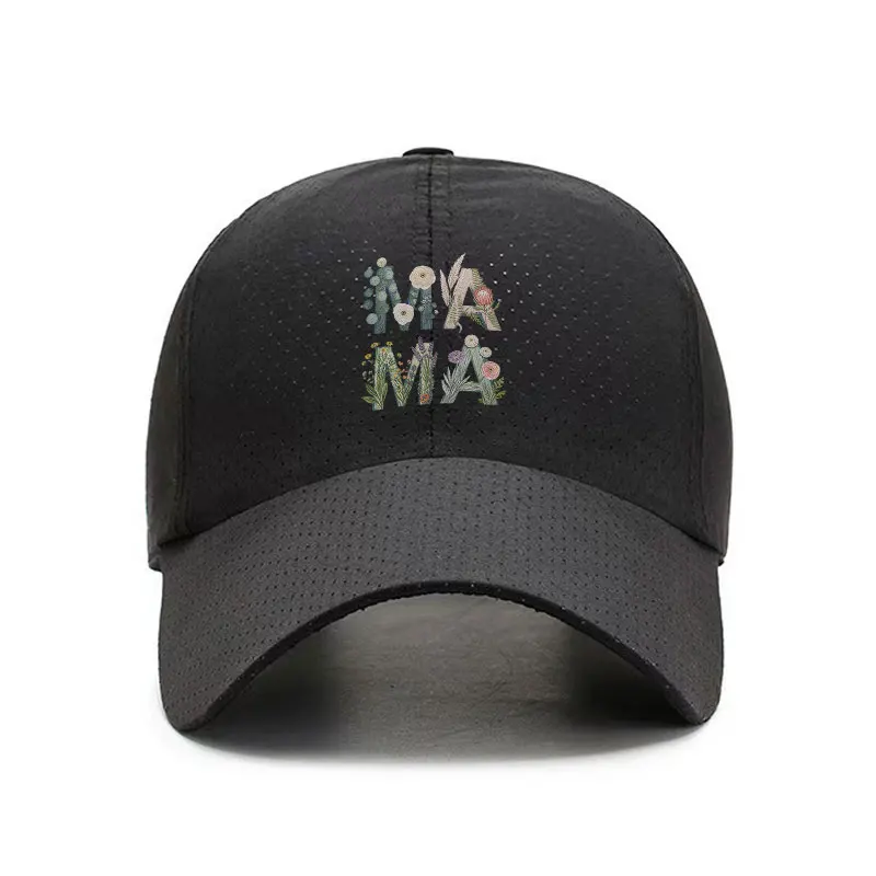 Floral Botanical Letter Embroidery Quick Dry Baseball Cap Unisex Outdoor Sports Hat