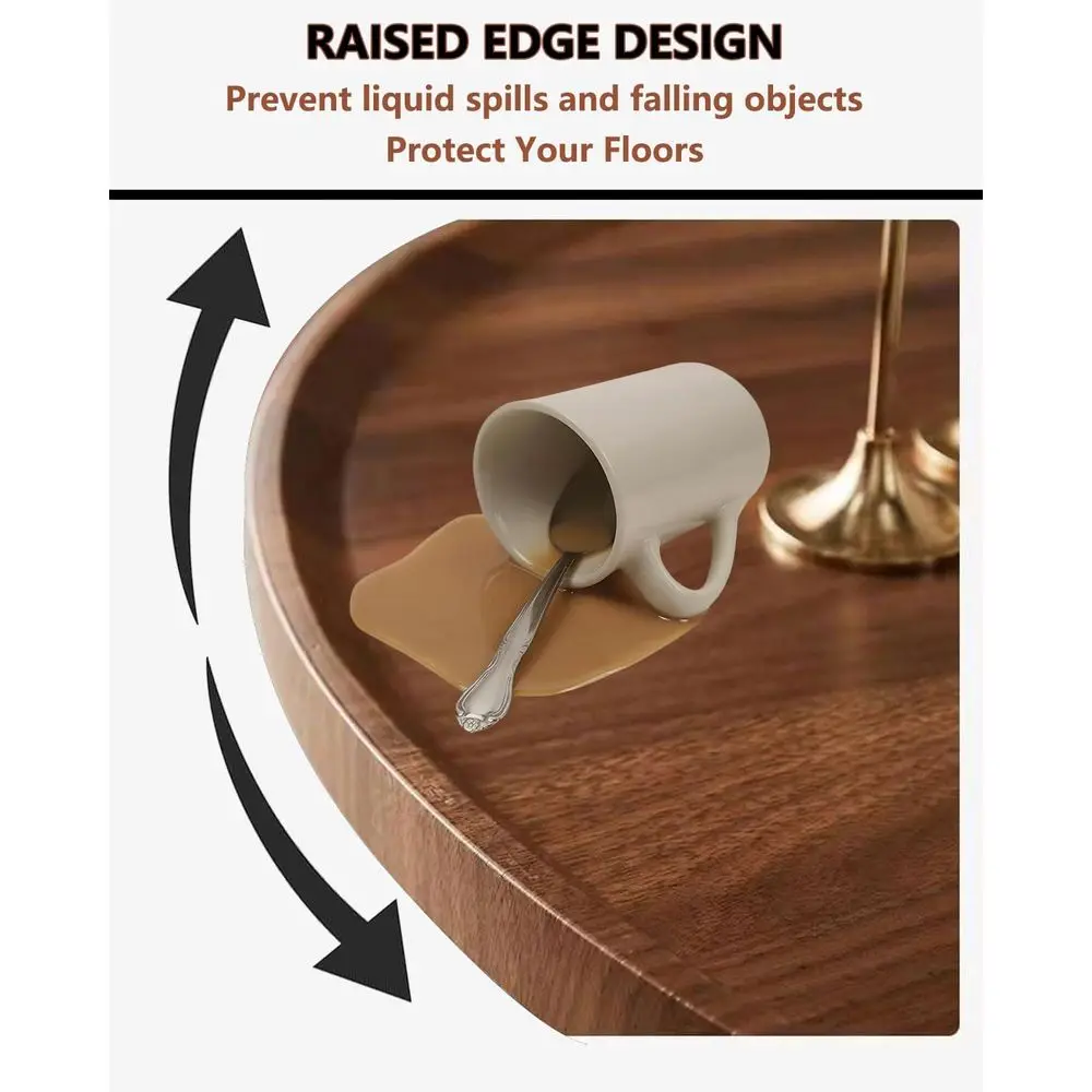 ウォールナット20 ラウンド木製トップコーヒーテーブル、金属製の脚付き、リビングスペース、寝室、オフィス、屋外エリア用