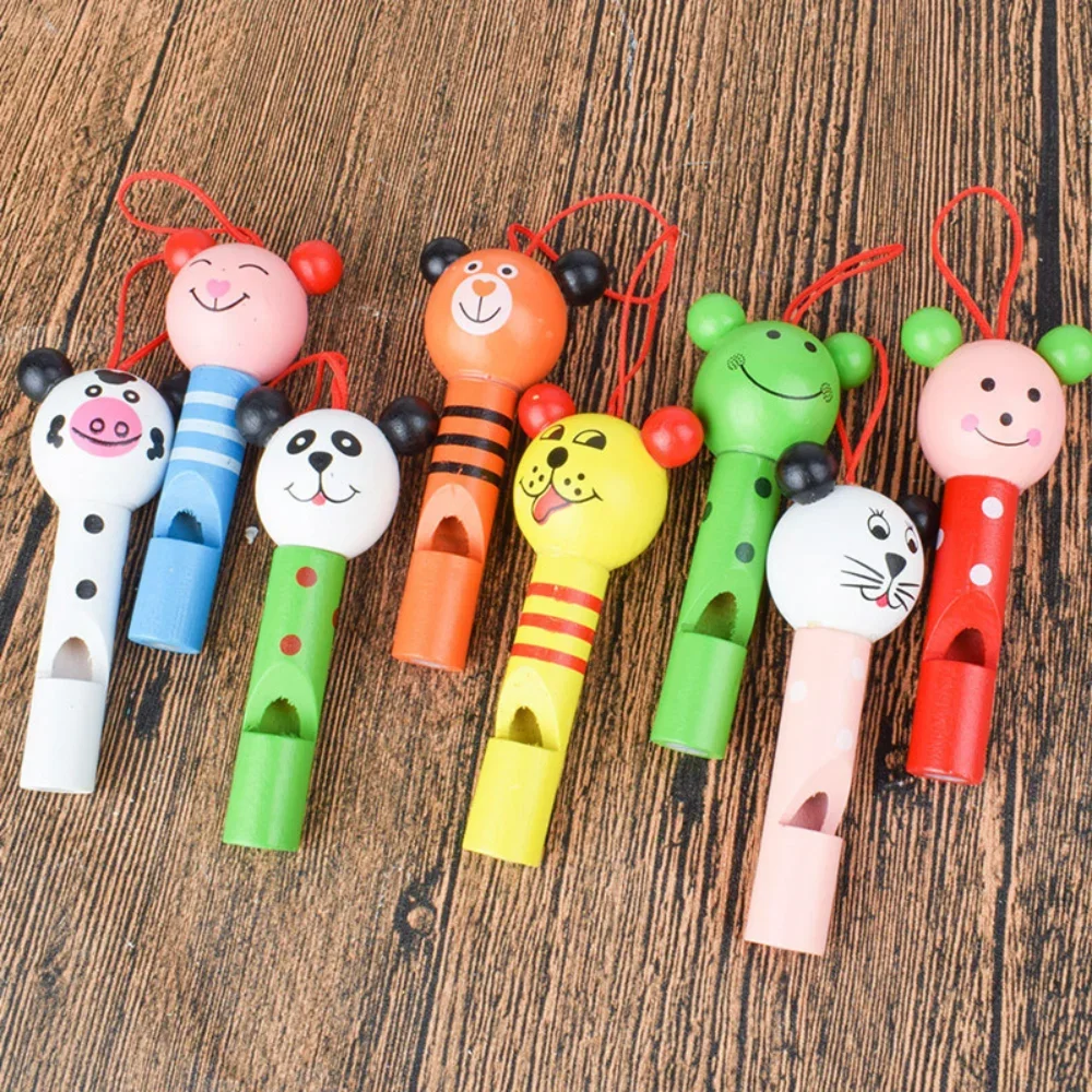 Cute Multicolor Wooden Animal Whistles, Kids Birthday Party Favors, Decoração do chuveiro do bebê, desenhos animados criativos, Noice Maker Toys, 1Pc