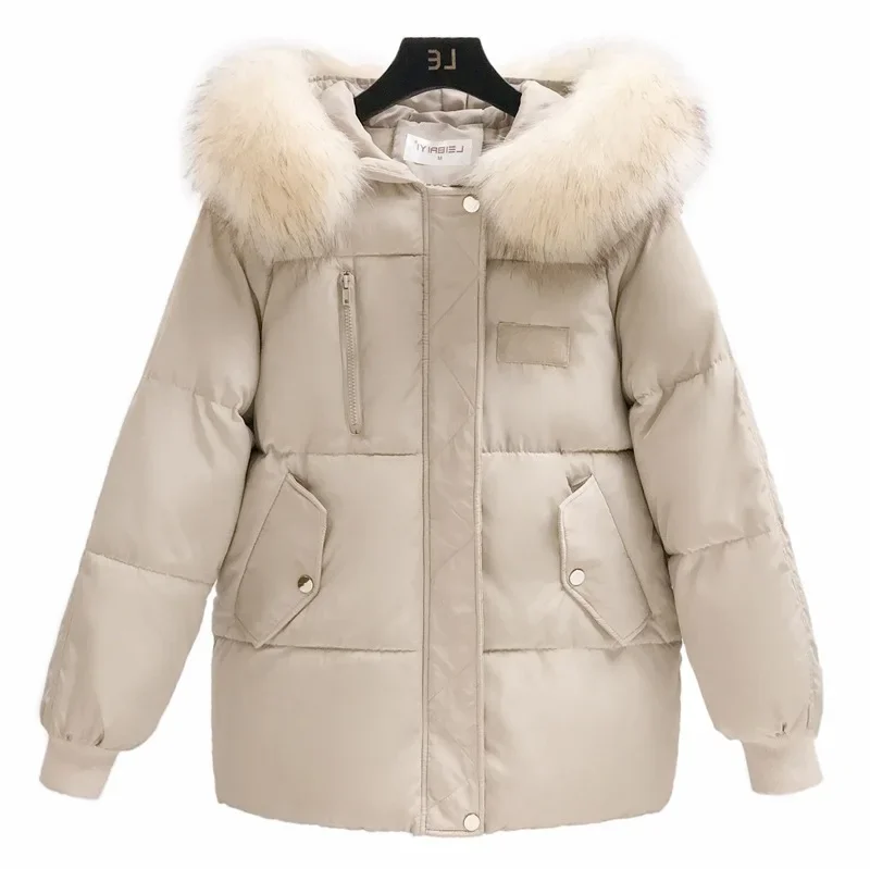 Capispalla invernale moda donna giacca con cappuccio in cotone a maniche lunghe Parka allentato Plus Size cappotto rosso da donna cappotto con collo in pelliccia sintetica