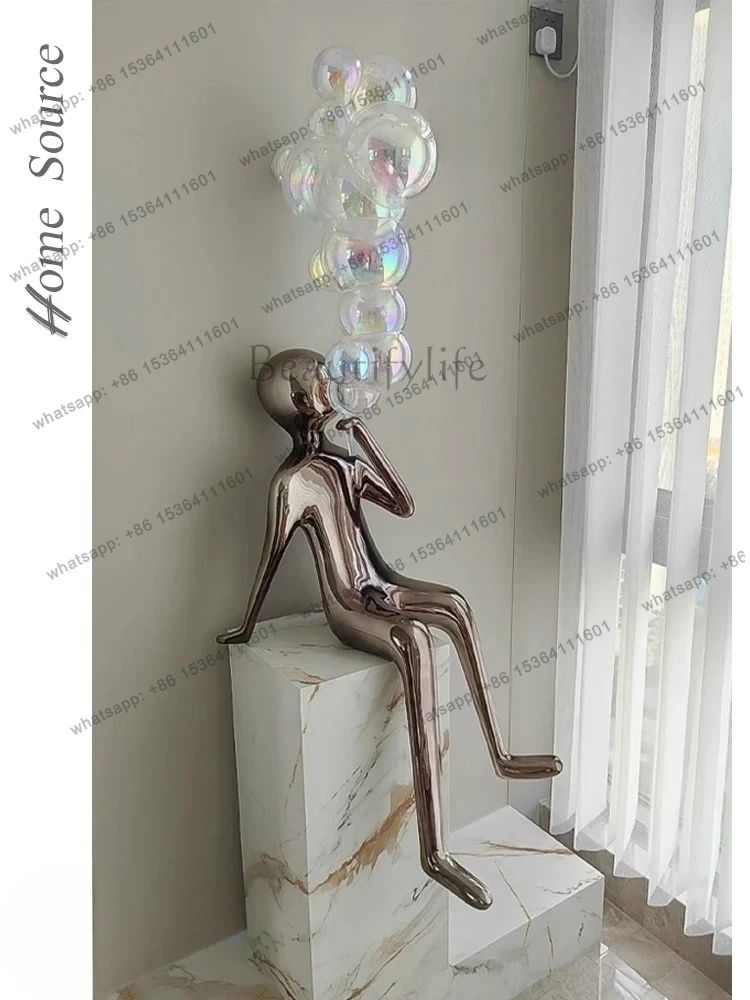 Nordic art figures Sales office Hotel lobby Staircase Living room decoration Floor-to-ceiling ornament