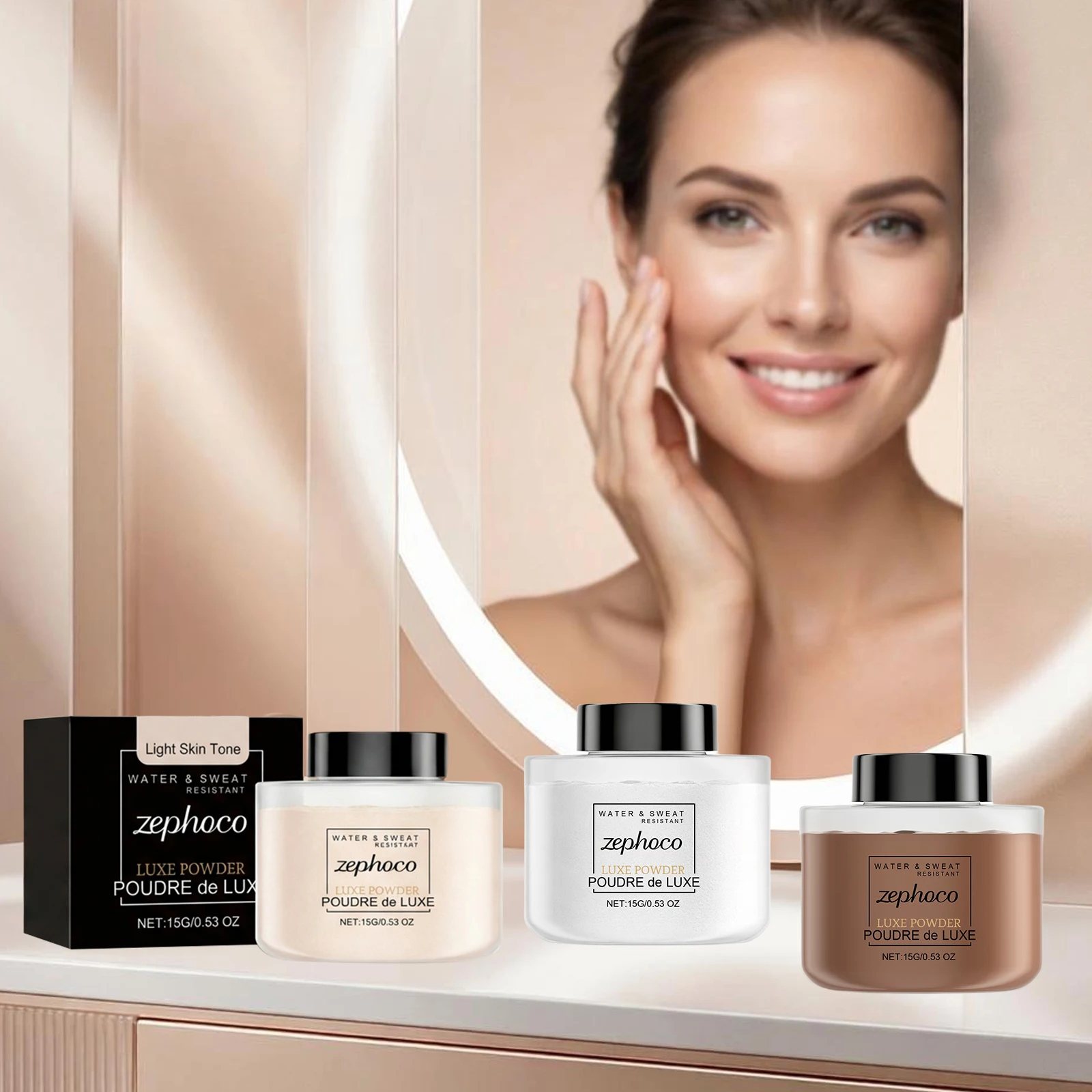 

3 Color Foundation Powder Soft Matte Lightweight Breathable Delicate Waterproof Long Lasting Control Oil Beauty Makeup Art Tool