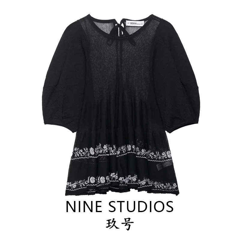 Casual lungo Sve ort irt ricamato ago fine da donna Top da pendolarismo Sle vestibilità ampia protezione UV in fibra di poliestere