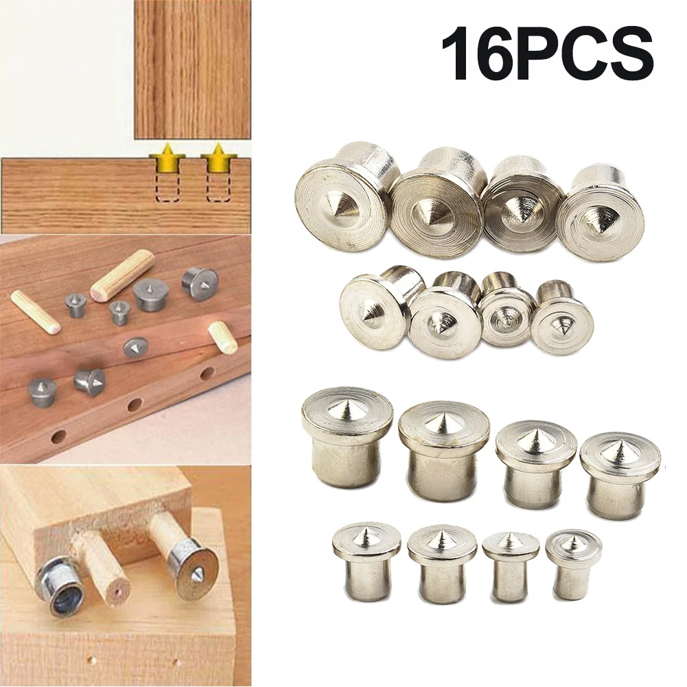 16pcs Dowel Drill Centre Points Pin Solid Hollow 6/ 8/ 10/ 12mm Wood Timber Marker Hole Tenon Centers Woodworking Tool