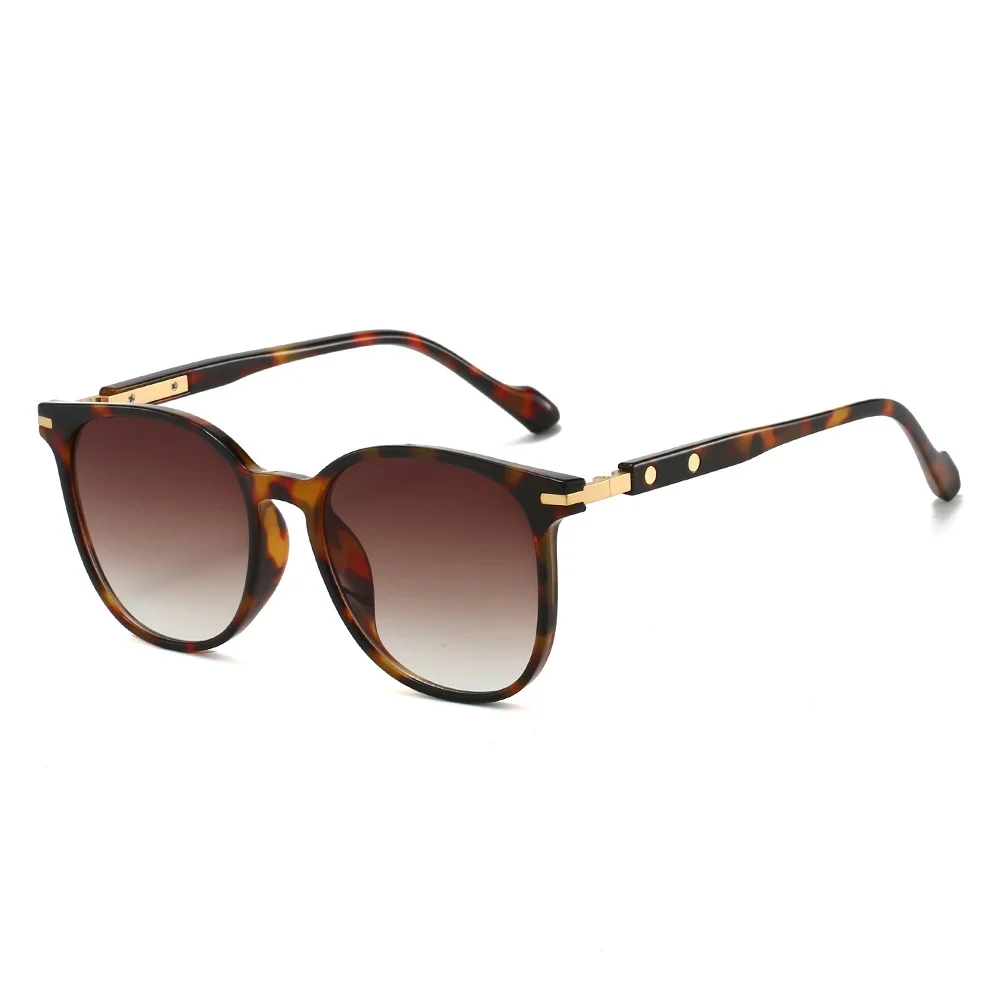 

New Luxury Leopard Gradient Round Women Sunglasses 2025 Brand Fashion Rice Nail Design Trend Casual Men Sun Glasses UV400