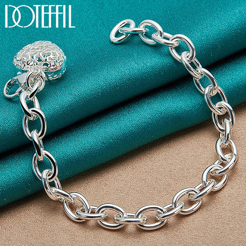 

DOTEFFIL 925 Sterling Silver Hollow Heart Pendant Bracelet For Women Man Wedding Engagement Party Fashion Jewelry