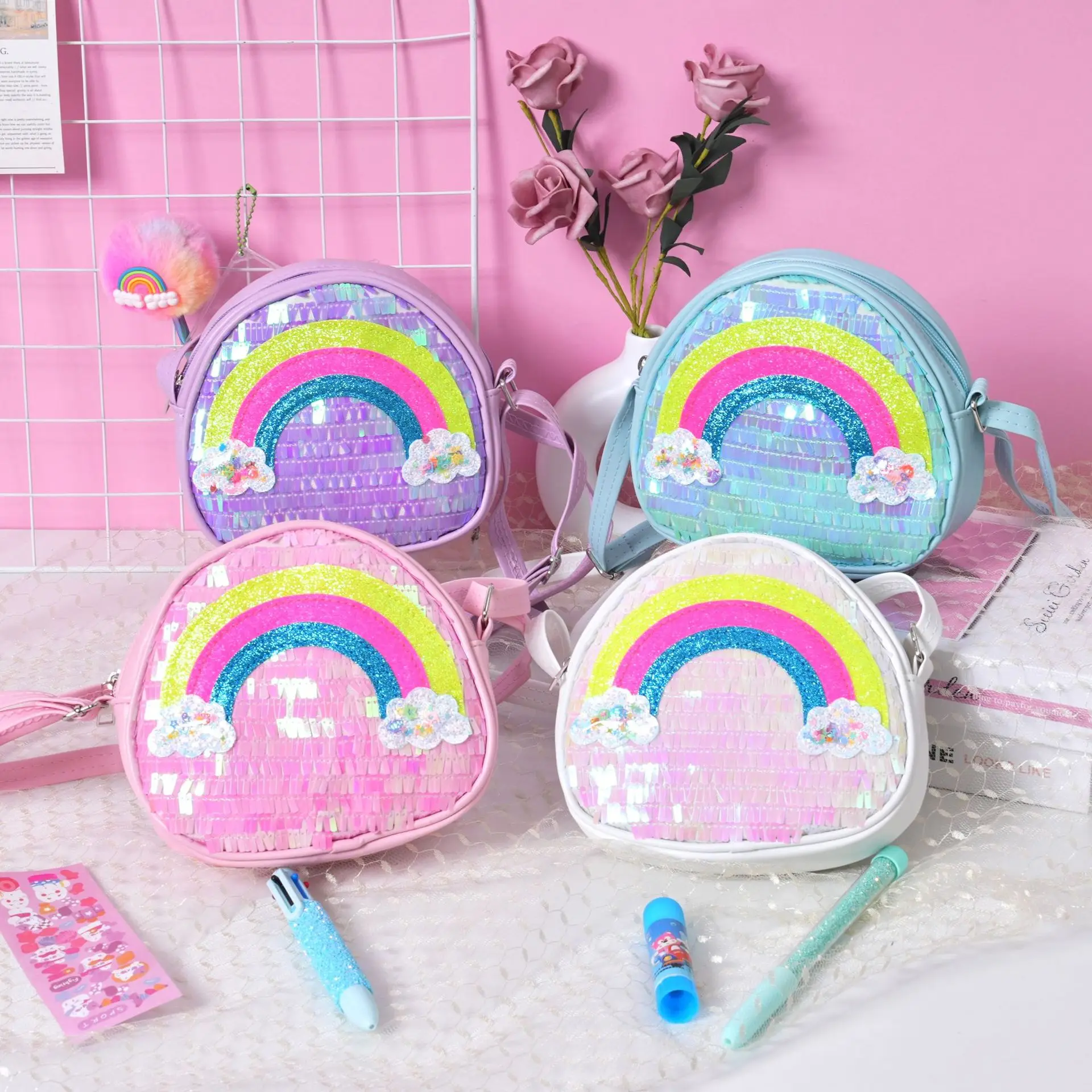 New School Bag Fashion Versatile Comfort Crossbody Bag Princess Rainbow Exquisite Coin Purse Creative Convenient Cute Girl Bag