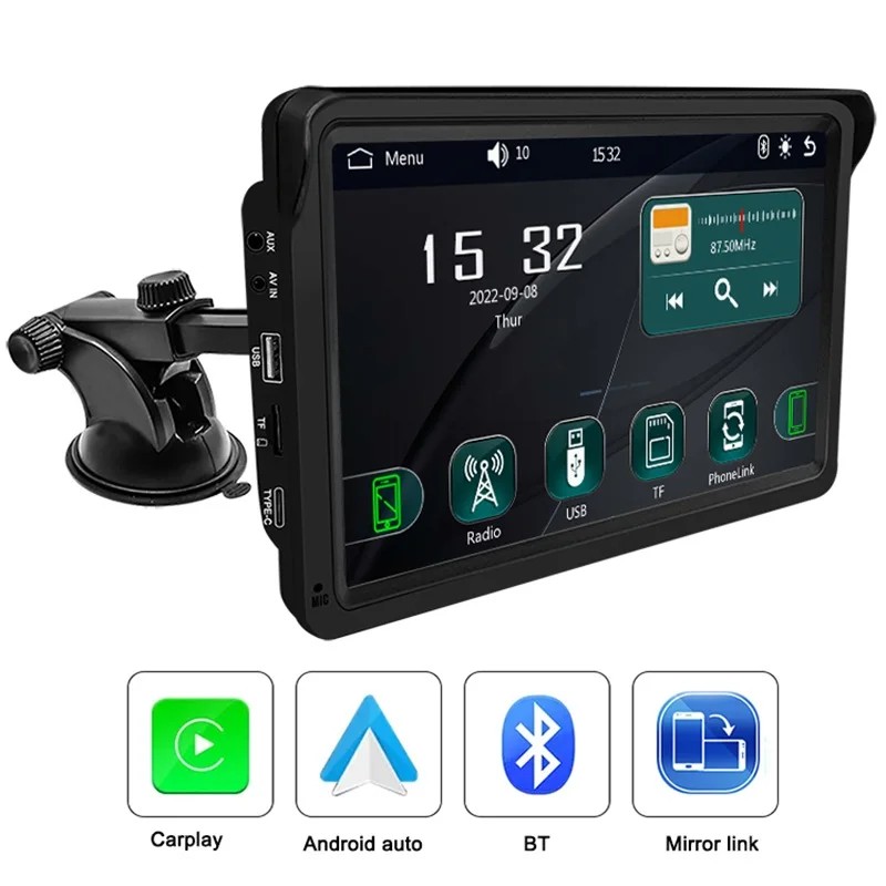 Touch screen da 7 pollici lettore DVD per auto sistema di navigazione per auto autoradio MP5 stereo schermo IPS collegamento a specchio Bluetooth tipo C universale