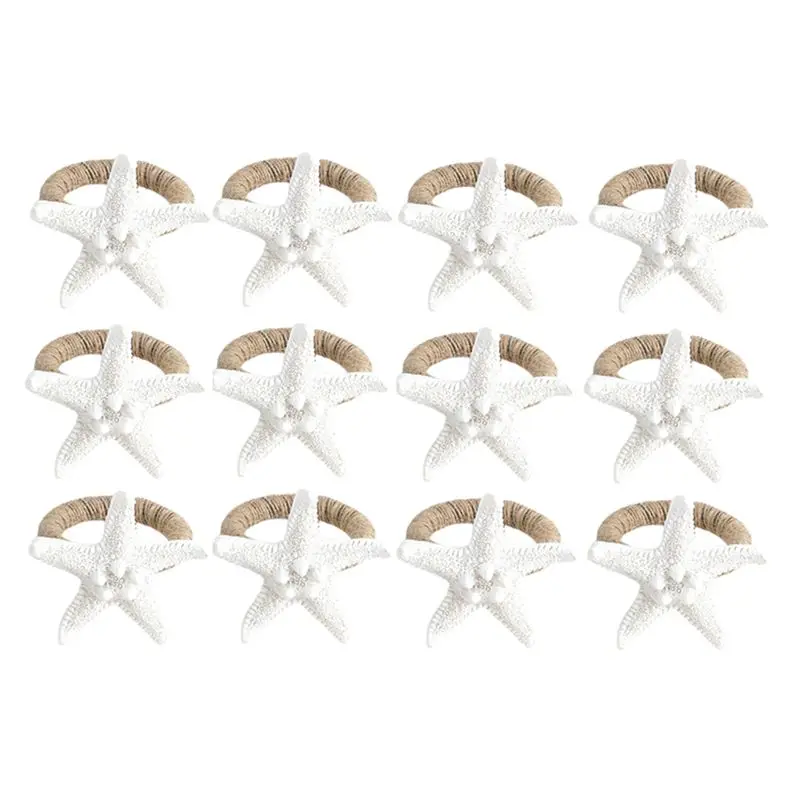 SOFT-Napkin Rings Set Of 12, Thorny Starfish Napkin Rings For Table Decor, Sea Star Napkin Ring Holders For Gathering Decor