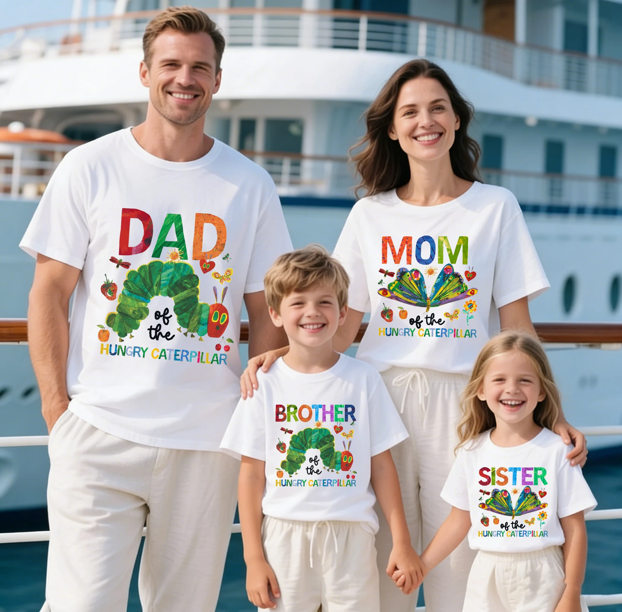 2026 Newly Style Hungry Caterpillar Animal Family Matching Shirts, Trend Family T-Shirts for Parents and Kids Unisex Tshirt Tops