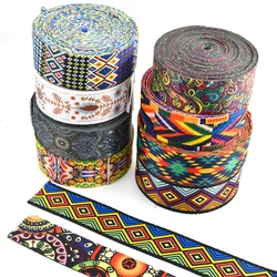 1 yard Vintage Ethnic Embroidery Jacquard Ribbon Webbing DIY Clothes Bag Accessories Embroidered Fabric Supplies (38mm/1.5inch)