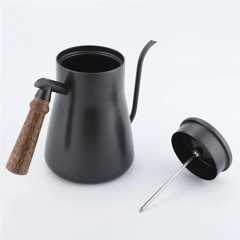 Chaleira de fabricação manual com cabo de madeira AT51-Chaleira de boca estreita para casa Chaleira de fabricação manual de café por gotejamento