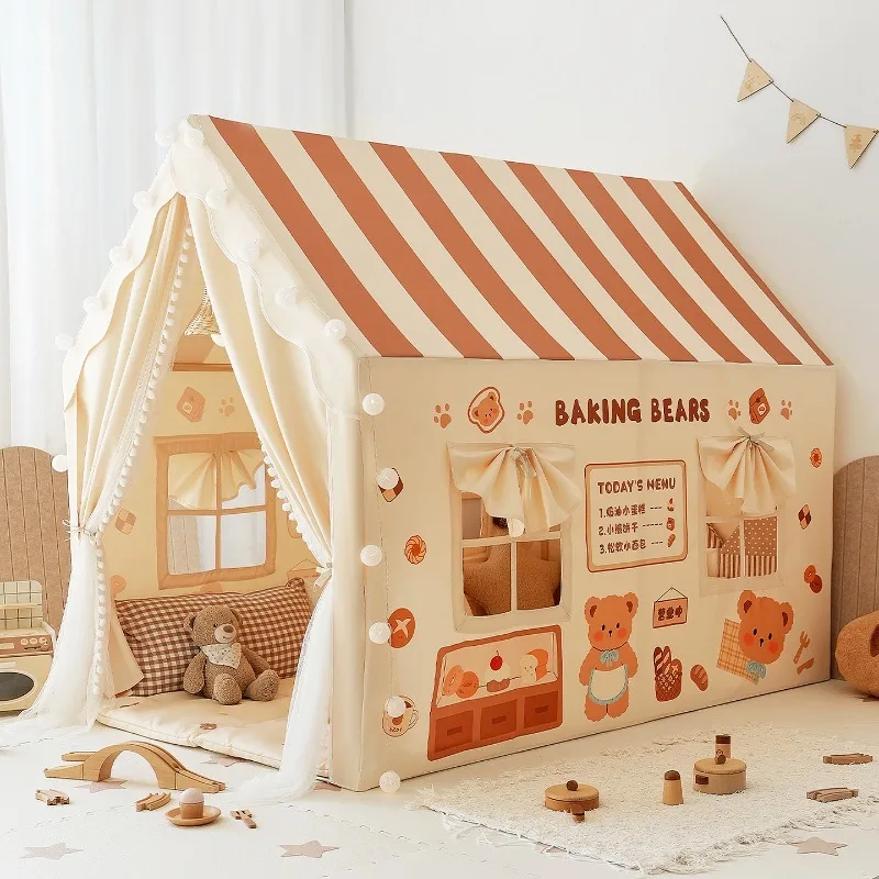 Tienda grande para niños, tienda de juguete para interiores para niños y niñas, tienda de juegos para niños, cortina de doble puerta, tiendas de juego transpirables de seguridad