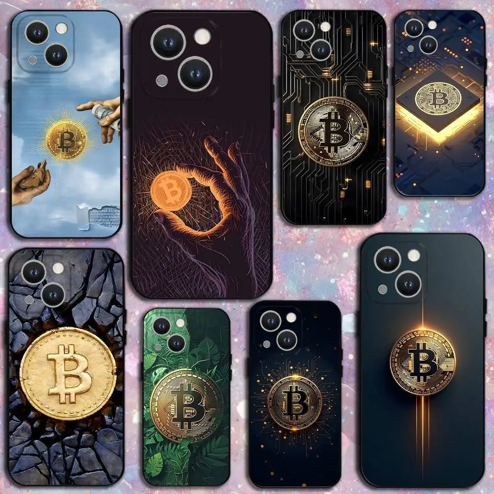 

Bitcoin Digital Currency Phone Case For iPhone 17,16,15,14,13,12,11 Plus,Pro Max,XS,X,XR,SE,Mini,8,7,Soft Silicone Black Cover